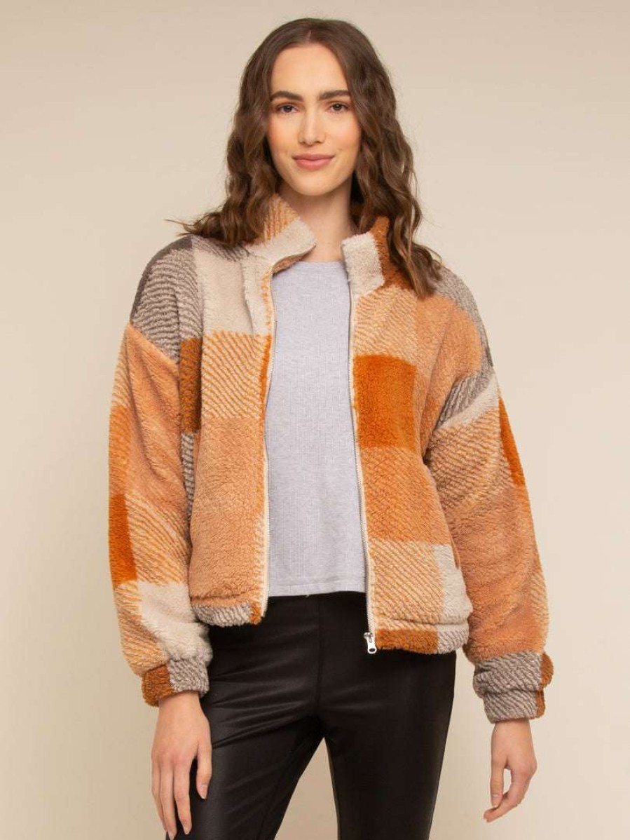 Outerwear * | Thread & Supply Odin Jacket Outerwear Orange Brown Plaid