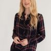 Tops * | Thread & Supply Annalise Top Navy Burgundy Plaid