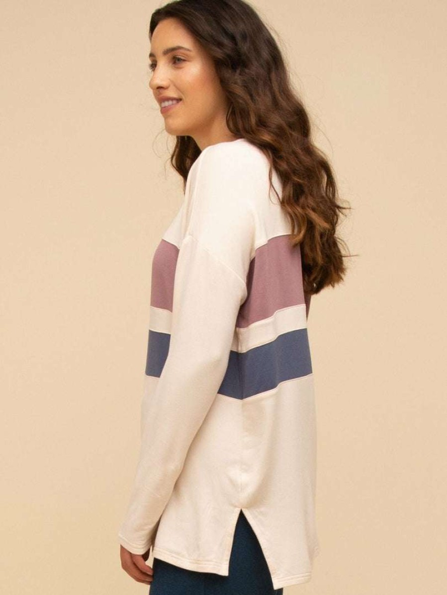 Tops * | Thread & Supply Serenity Pullover Tops Rose Color Block