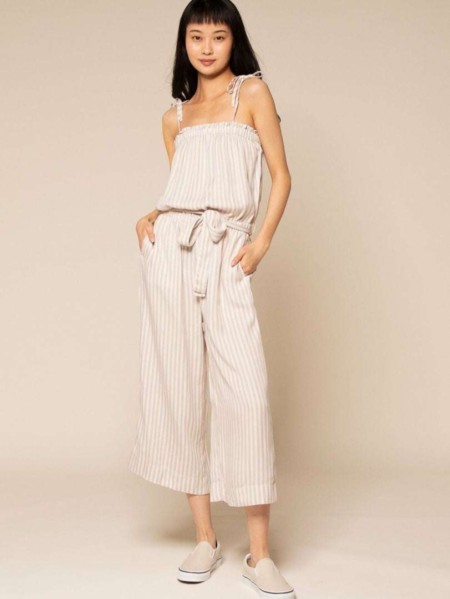 Sustainable * | Thread & Supply Giverny Jumpsuit Sustainable Stone Ivory Stripe