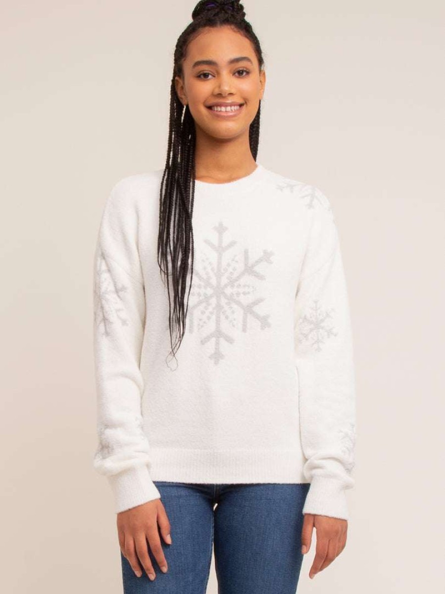 Sweaters + Cardigans * | Thread & Supply Let It Snow Sweater Ivory Snowflake